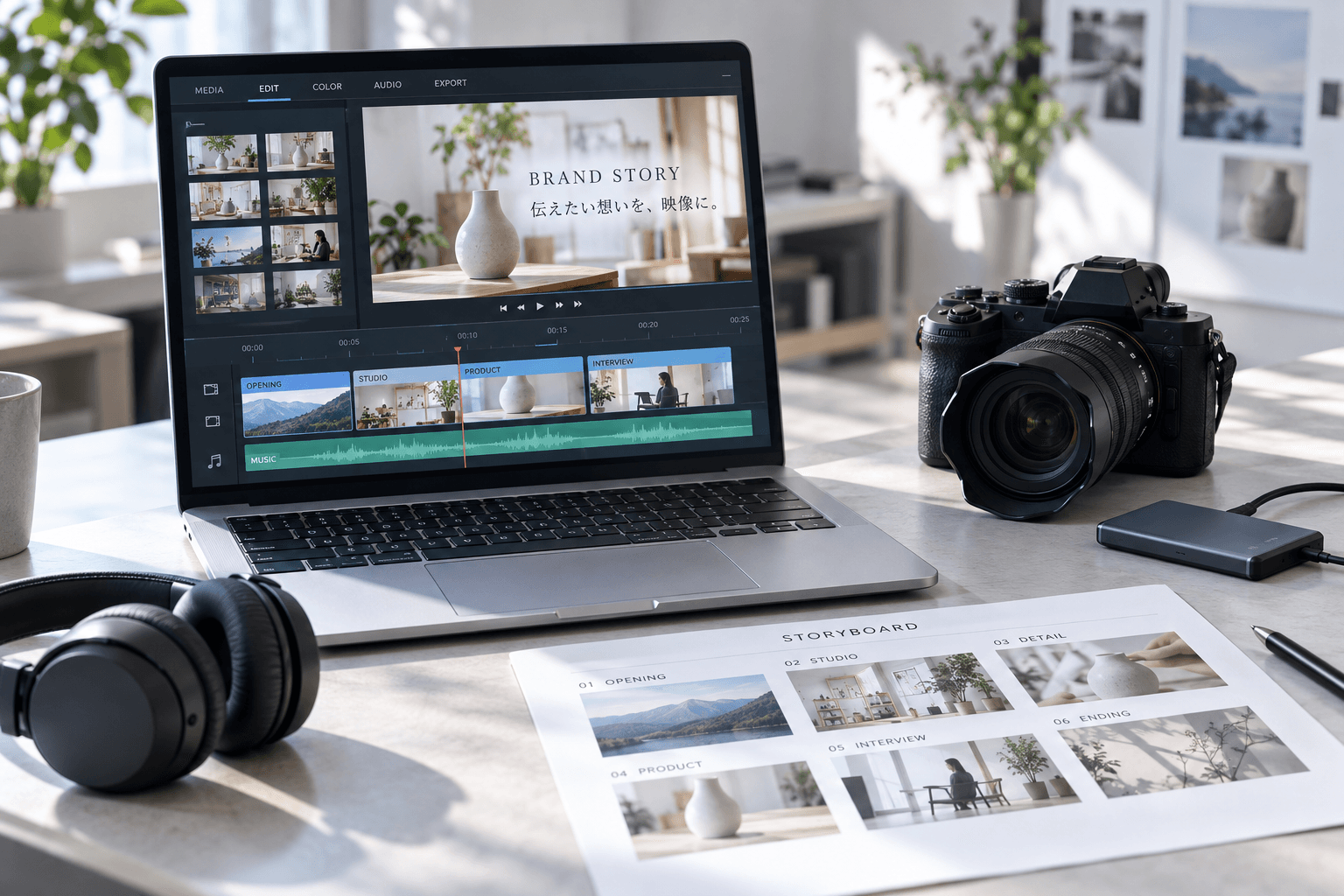 カメラで撮影している動画制作のイメージ