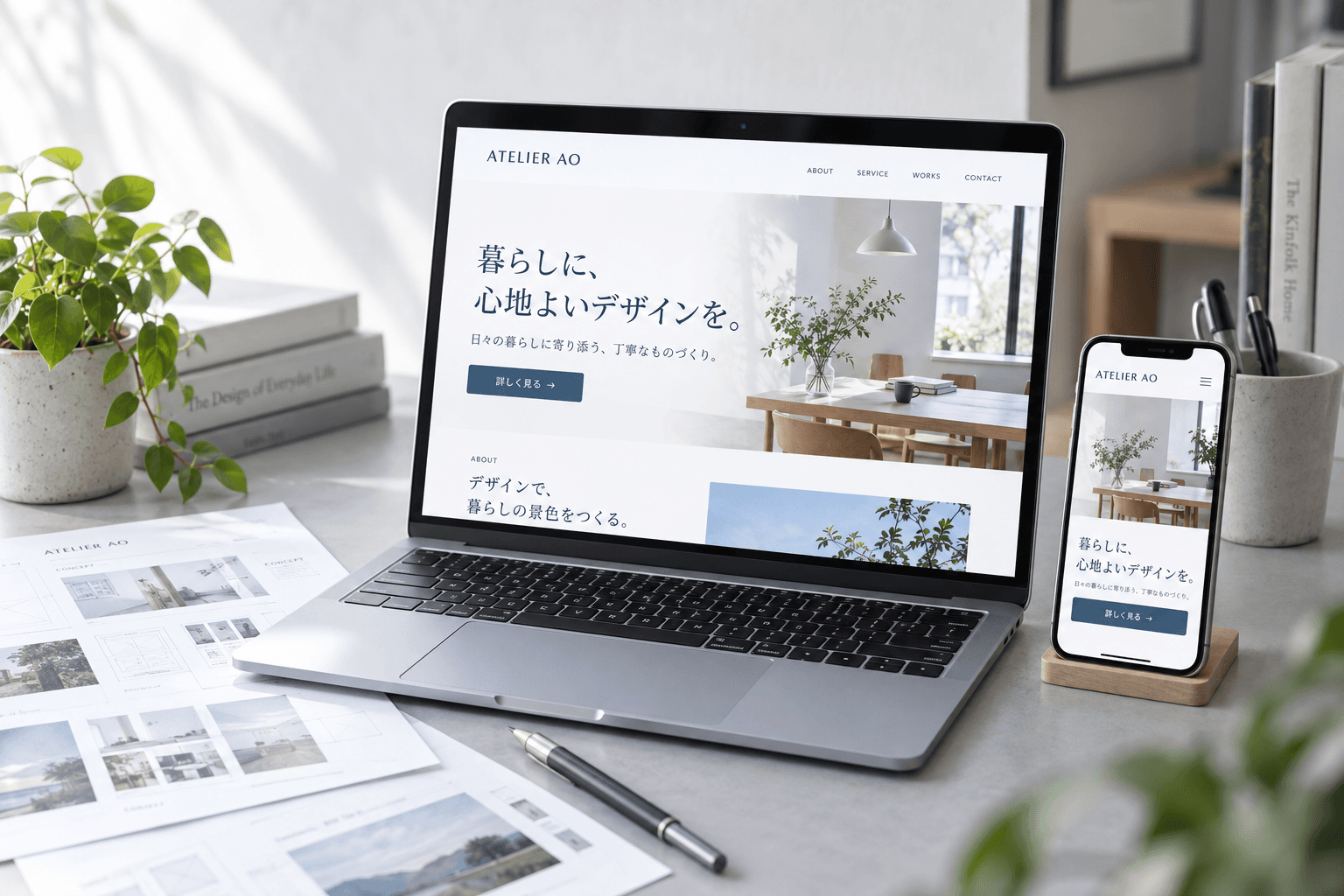 ノートPCとスマートフォンに表示されたWebサイトのイメージ